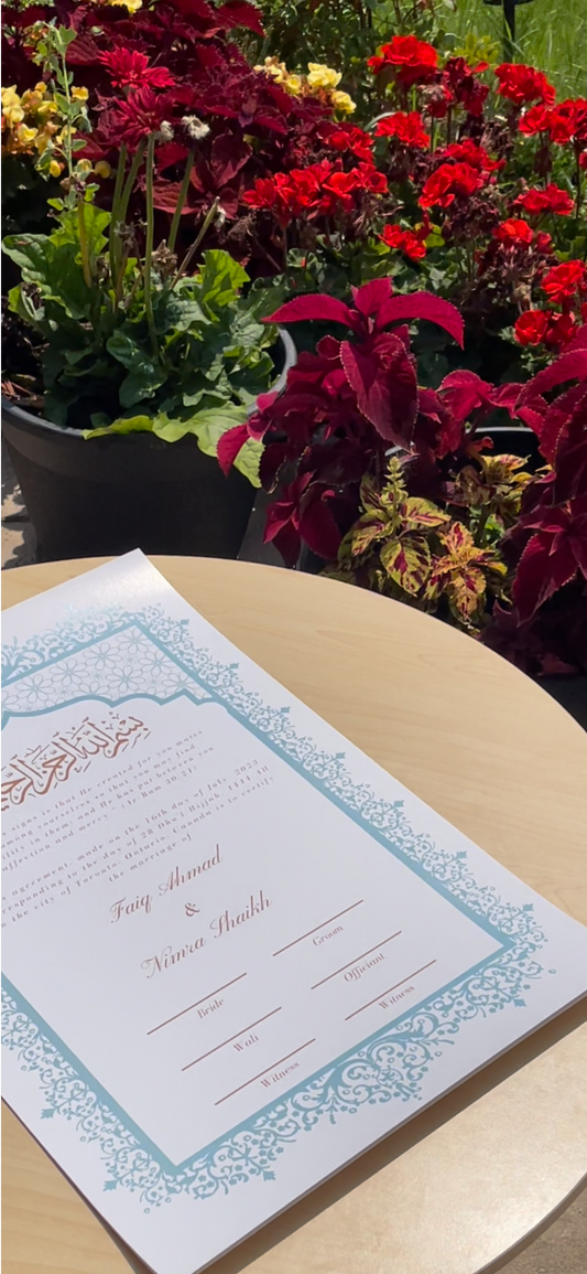 Aafreen Nikah Certificate: Powder Blue