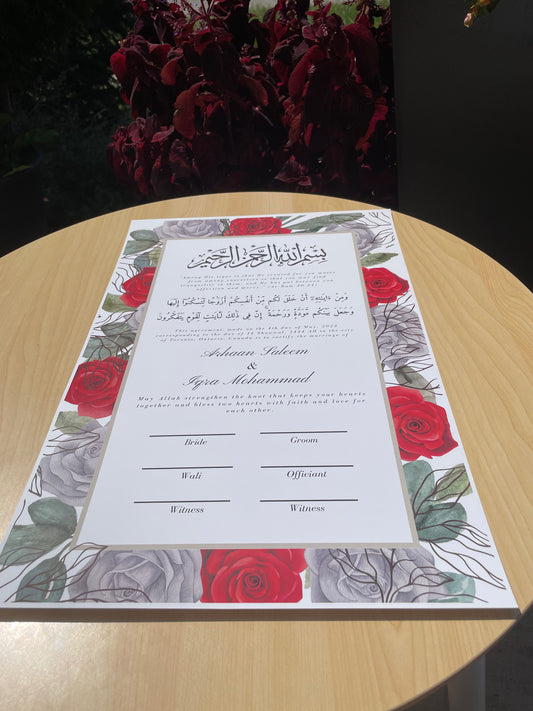 Red Rose Nikah Certificate